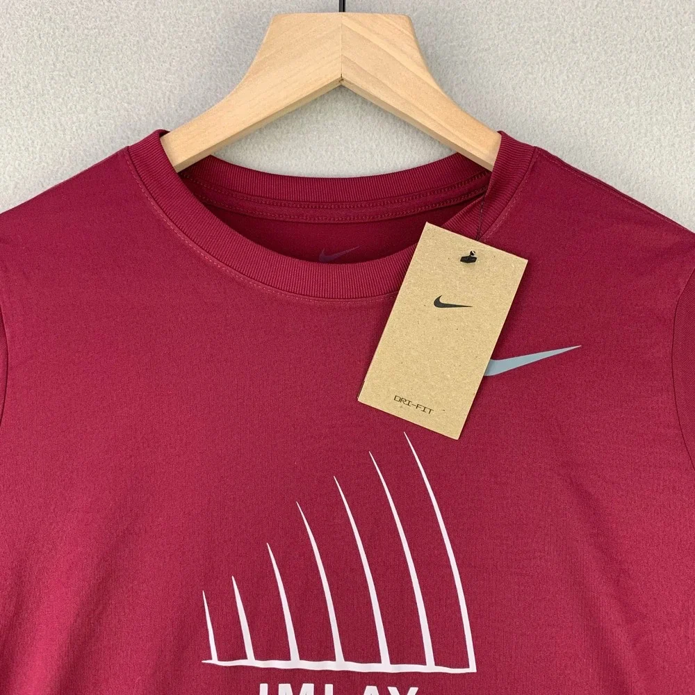 Nike Imlay Elementary Running T-Shirt Kids L Maroon Athletic Dri-Fit NWT